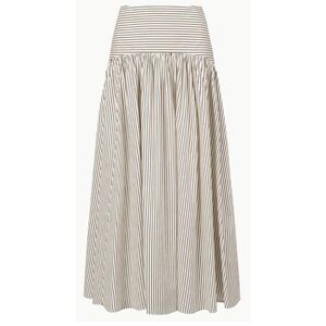 STAUD Procida skirt NWT micro stripe ivory/dark oak